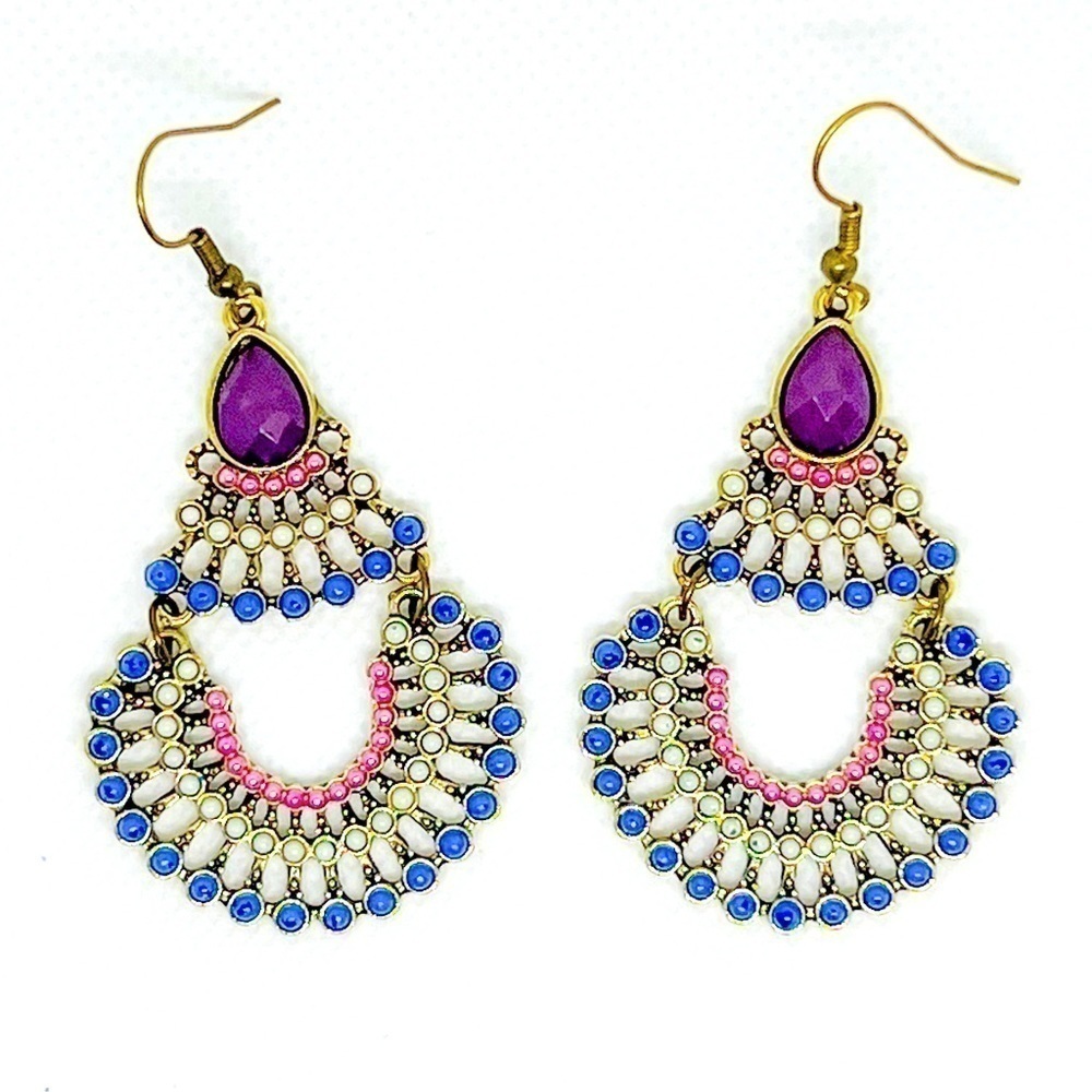 Vintage Style Beaded Drop Earrings
